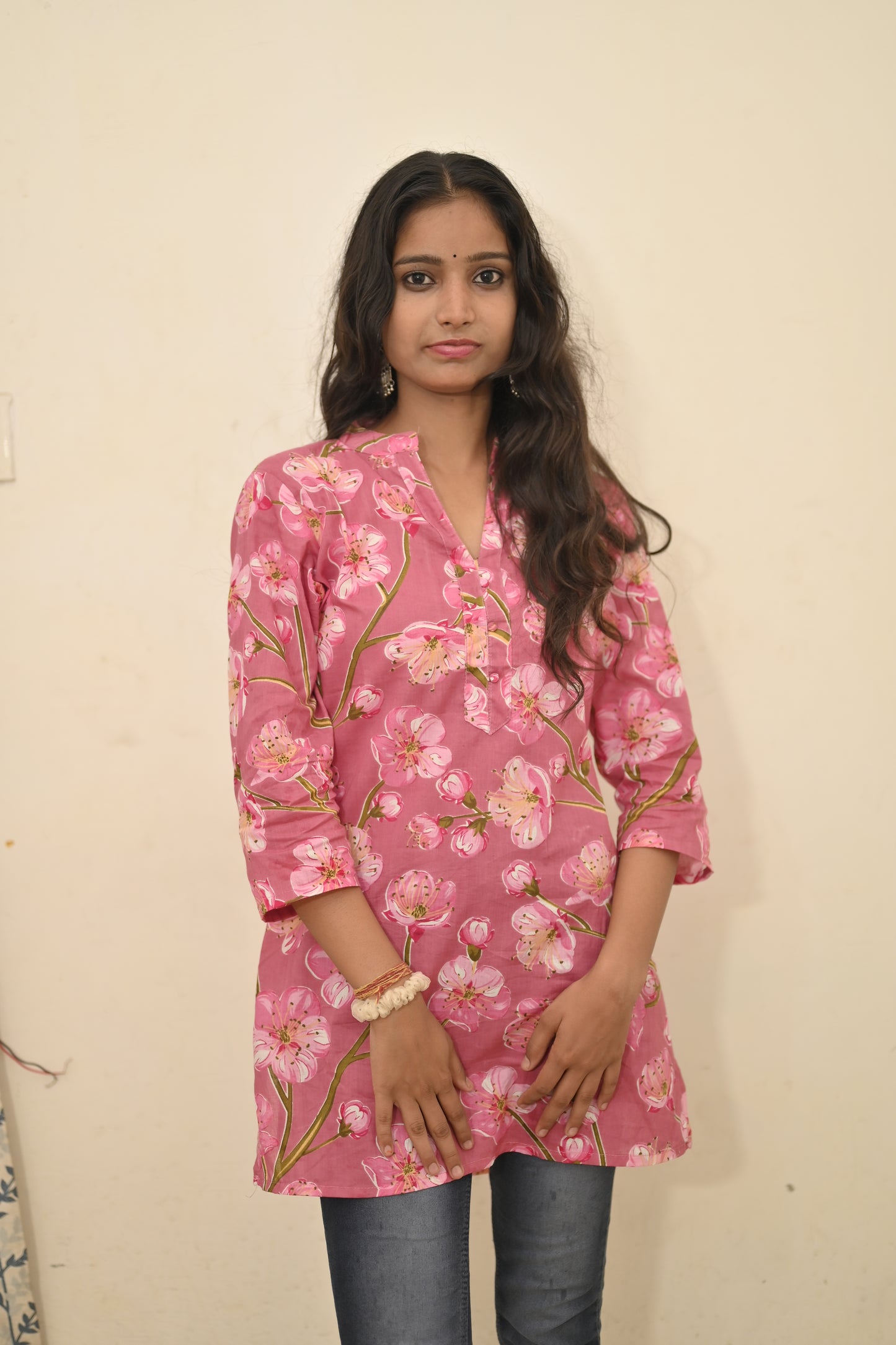 Short Floral Print Kurti for Womens