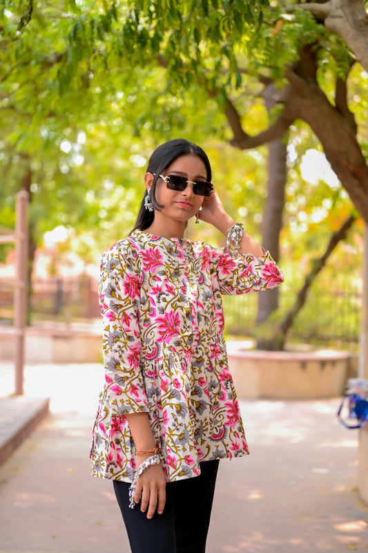 Rajasthani Pink Phool Kurti