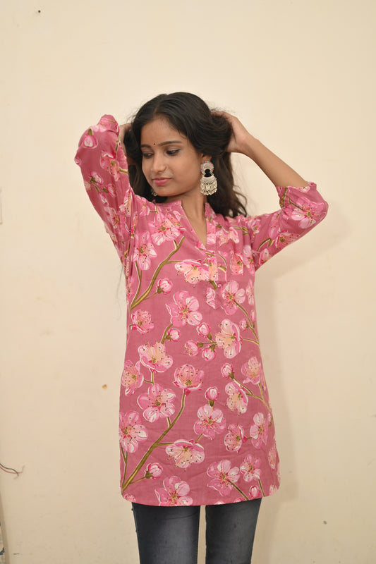 Short Floral Print Kurti for Womens
